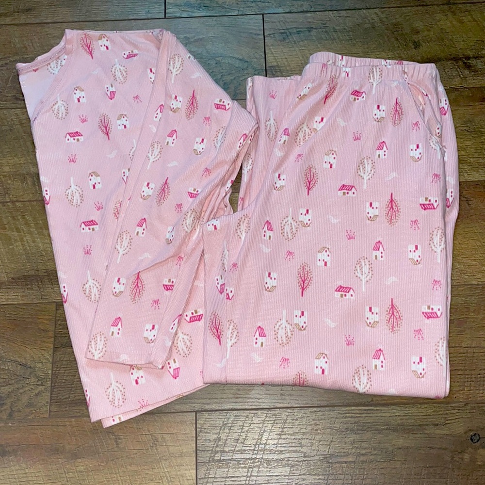 🛍️3/$20❗️Lauren Conrad women’s XL pink long sleeve pajama set #11
